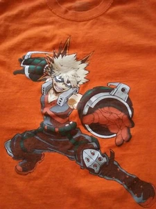 My Hero Academia Katsuki Bakugo Anime Manga Orange T-Shirt S Cartoon Movie EUC - Picture 1 of 5
