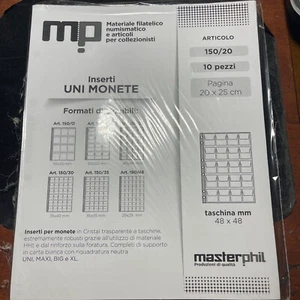 MASTERPHIL - INSERTI UNI MONETE - taschino 48x48 - pag. da 20x25 cm - 10 pezzi - Picture 1 of 2