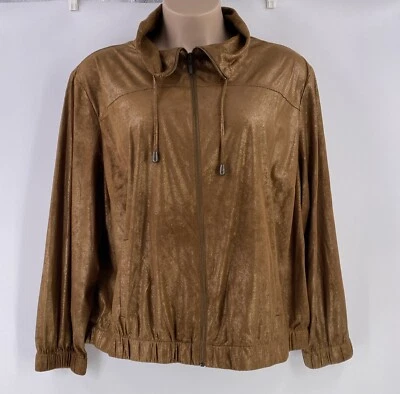Ruby Rd Womens Zip Jacket Bronze Gold Metallic 24W Womens  - Image 1 of 4