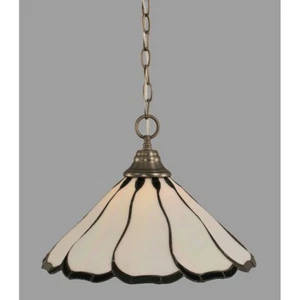 Toltec Chain Pendant, Nickel, 16" Pearl & Black Flair Tiffany - 10-BN-912 - Picture 1 of 1