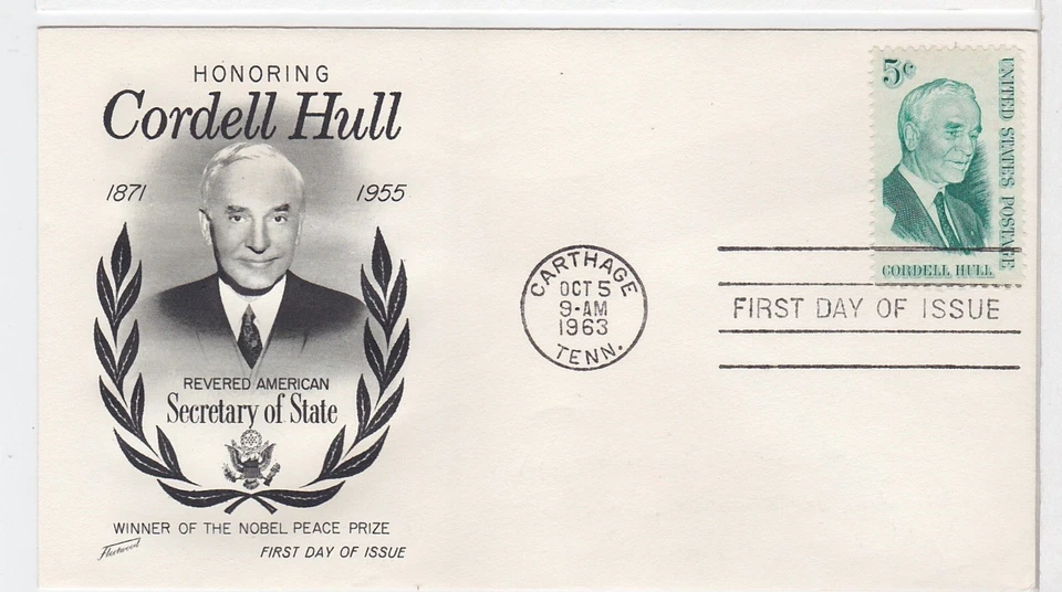 TurtlesTradingPost- Cordell Hull  #1235 1963- FDC Fleetwood Cachet - Image 1 of 1