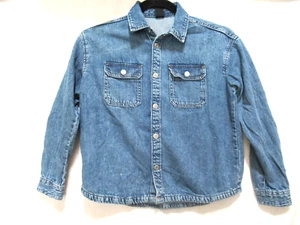 H&M Kids Size 8 Blue Long Sleeve Denim Snap Front Shirt - Picture 1 of 5