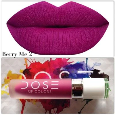 DOSE OF COLORS LIQUID MATTE LIPSTICK BERRY ME 2 COLOR AUTHENTIC COSMETICS VEGAN - Image 1 of 3
