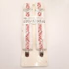 Vintage Suspenders White And Red Music Notes Clip On Adjustable Made In USA 