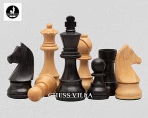3.75″ Classic Tournament Wooden Chess Pieces Only Set – Ebonised Boxwood - Picture 1 of 6