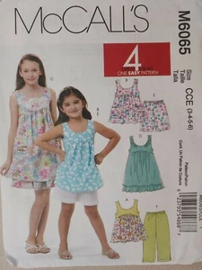 McCall’s M6065 Kids' Girls' Tops Shorts Dress Cropped Capri Pants Sizes 3 4 5 6 - Picture 1 of 2