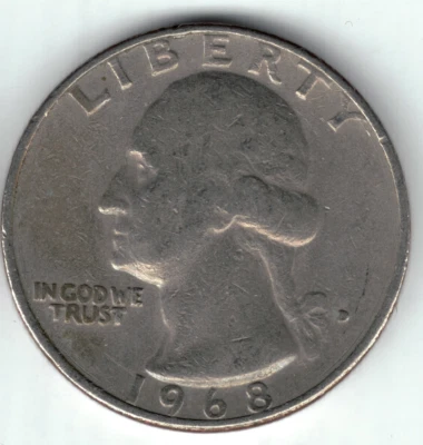 USA - 1968D - Washington ¼ $ - Heraldic Eagle - Rare - #19050 - Image 1 of 2