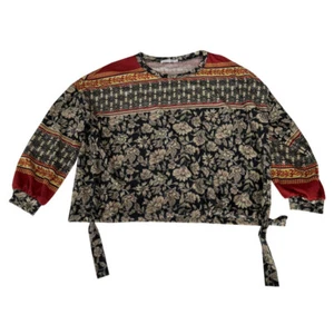 Womens Figueroa & Flower XL Mixed Print Pullover Top Puff Sleeve - Picture 1 of 5