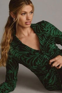 Top verde nuovo con etichetta Anthropologie Maeve motivo increspato - XS - Foto 1 di 10