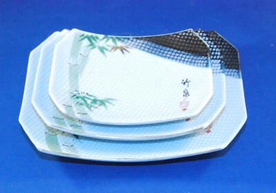 Juego de 3 platos de sushi vintage japoneses de porcelana rectangulares para anidación Foto 1 de 4