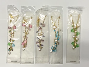 NEW 100 pieces Necklaces Glass Cat Eye Bead Genuine Pearl Dangling Drop Copper - Picture 1 of 3