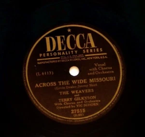 THE WEAVERS AND TERRY GILKYSON–ON TOP OF OLD SMOKY/ACROSS THE WIDE.. 78 RPM 867 - Picture 1 of 3