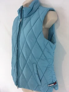 Tommy Hilfiger Womens L Petitie Aqua Blue Insulated Diamond Quilt Zip Front Vest - Picture 1 of 11