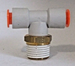 SMC Fittings Pneumatic Tee Fittings,3/4" NPT x 3/8" Tube, Lot of 9, #KQ2T11-37S - Picture 1 of 3