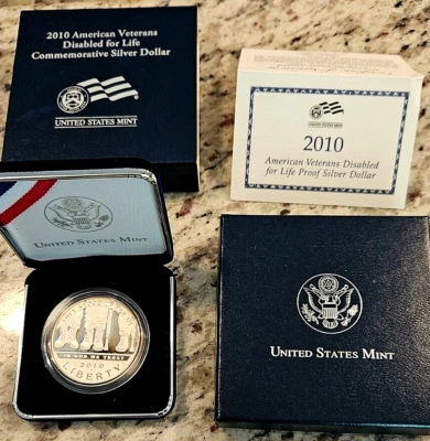 2010 Proof U S Disabled Veterans For Life Commemorative Dollar $1 US UNC OGP/COA - Image 1 of 3