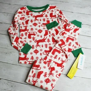 Carter's Unisex Christmas Family Pajama Set Size 5 5T Santa Red Green White - Picture 1 of 4