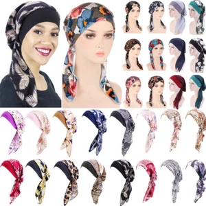 Pre-Tied Turban Hat Headwear Hair Loss Muslim Hijab Cancer Head Scarf Chemo - Picture 1 of 63