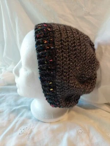 Handmade Crochet Mens Womens Slouchy Black Gray Multicolor Hat Great gift - Picture 1 of 6