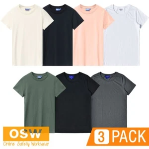 3 X Women's Premium Crew Neck Shoulder to Shoulder Tape Cotton Tee Shirt TS42 - Imagen 1 de 19