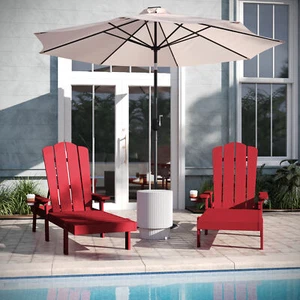 Stockton Set of 2 Red Recycled HDPE Adjustable Adirondack Loungers with Fold ... - Bild 1 von 23