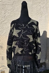 Saint Laurent Black Sweater With Metallic Gold Stars - Bild 1 von 8