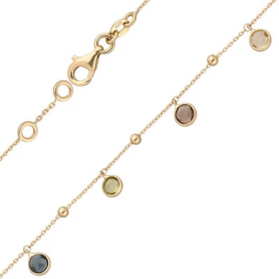 Armband 585 Gold Gelbgold mit Blautopas Amethyst Peridot Citrin Rauchquarz 19cm - Bild 1 von 2