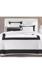 Hotel Collection 680tc Colorblock KING Duvet Cover, Black/White-new - Picture 1 of 1