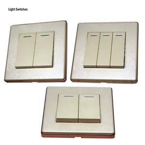 Interruptor de luz interruptor de luz simple/doble placa de dedo envolvente crema texturizada - Imagen 1 de 5