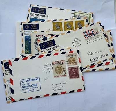 1970 German Luftpost Lufthansa Covers with Lovely Stamps & Postmarks (14) - Image 1 of 4
