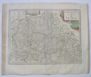 Ile-de-France (Paris region): antique map by Jan Jansson, c1633 - Picture 1 of 5