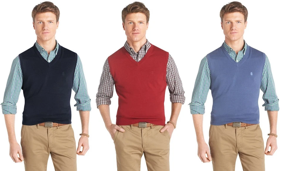 New Mens IZOD Fine Gauge Essential V-Neck Sweater Vest Sizes LT, XLT MSRP $60 - Image 1 of 1