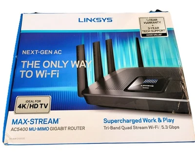 Linksys EA9500 V1.1 AC5400 Tri-Band MU-MIMO Gigabit WiFi Router 4K HD MAX-STREAM - Image 1 of 4