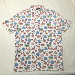 Sunday Swagger Don Julio Polo Shirt Mens Large White Tequila Fiesta Golf Print - Picture 1 of 9