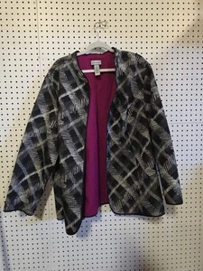 Catherines Blazer Womens 4X Reversible Black Pink Long Sleeve Careercore - Picture 1 of 6