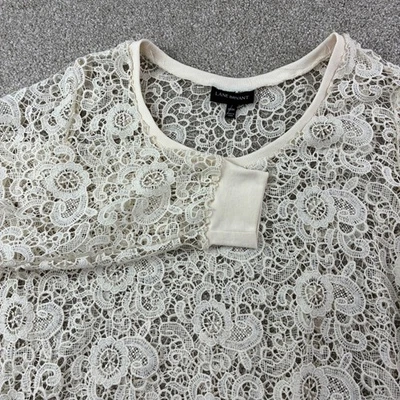 Lane Bryant Cream Lace Overlay Long Sleeve Top Women Plus Size 22/24 Casual Boho - Image 1 of 4