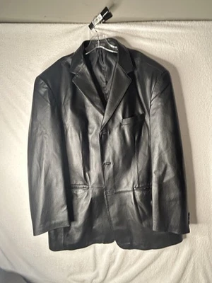 Abrigo Blazer Chaqueta Stafford Clásico Negro Imitación Cuero Hombre Talla XL Foto 1 de 4