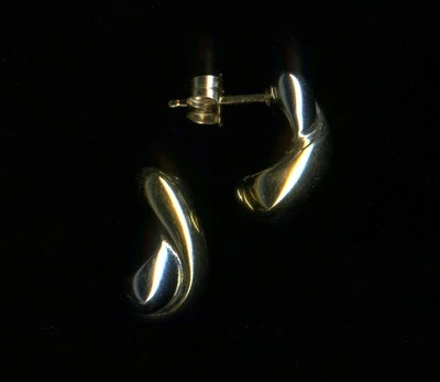 14K 1.14 Gram 13mm Solid Yellow & White Gold Infinity Bubble Stud Earrings *ED - Image 1 of 2