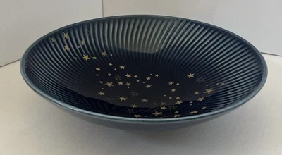 NWT,Porcelain Denby Arc,gold Star Pasta Bowl,blue, Sz 9 In 3.5 Deep,  - Image 1 of 3