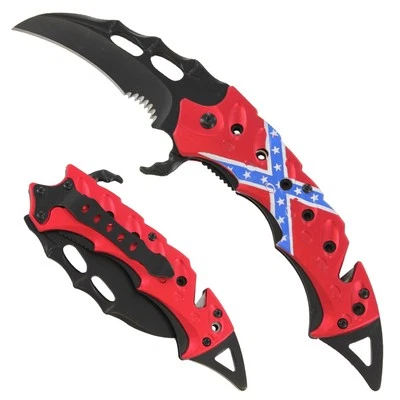 Cuchillo táctico Karambit Spring Assist Garra EDC Hoja plegable con dentado Foto 1 de 4
