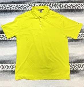 Nike Tiger Woods Collection Dri Fit Golf Polo Shirt Mens XL Yellow Metal Snap - Picture 1 of 9