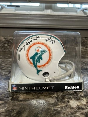Larry Csonka 签名迷你头盔 带铭文 NFL 迈阿密海豚队 正品证书 — 第 1/4 张图片