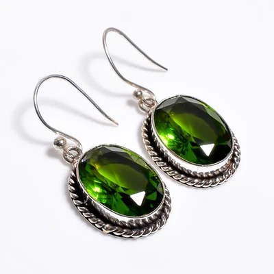 Peridot Topaz Earring,Gemstone 925 Sterling Silver Handmade Jewelry Earring'' - Image 1 of 3