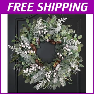 Corona invernale stagionale con bacche e fiocchi di neve - Foto 1 di 9