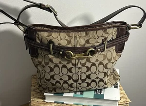 Vintage Coach Brown Signature Hampton Hobo Purse Large Bag Y2K 90s Flawed - Picture 1 of 16