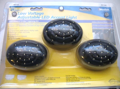 NEW WESTEK 12 VOLT LED ACCENT LIGHTING KIT -3 PACK BLACK /Including 2 used Pucks - Image 1 of 4