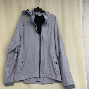 lululemon jacket rain hood grey white houdstooth Sz Medium - Picture 1 of 10