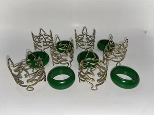 Vintage Mix Lot 12 Christmas Tree Shape Gold Metal Green Wood Napkin Ring Holder - Picture 1 of 11