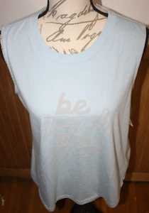 Time and Tru "Be Good Do Good" Sleeveless Graphic T-Shirt Blue Tank Top NWT Sz L - Picture 1 of 5