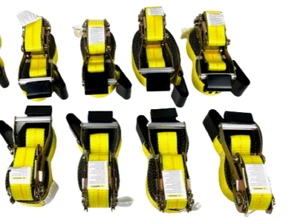 8 pack of 2" x 27' Yellow Cargo Ratchet Straps w/ Flat Hook at 3,335 lbs WLL - Picture 1 of 4