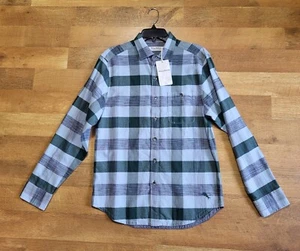 TOMMY BAHAMA size small CANYON BEACH FLANNEL "BUFFALO CHECK" HYDRO BLUE shirt - Picture 1 of 11